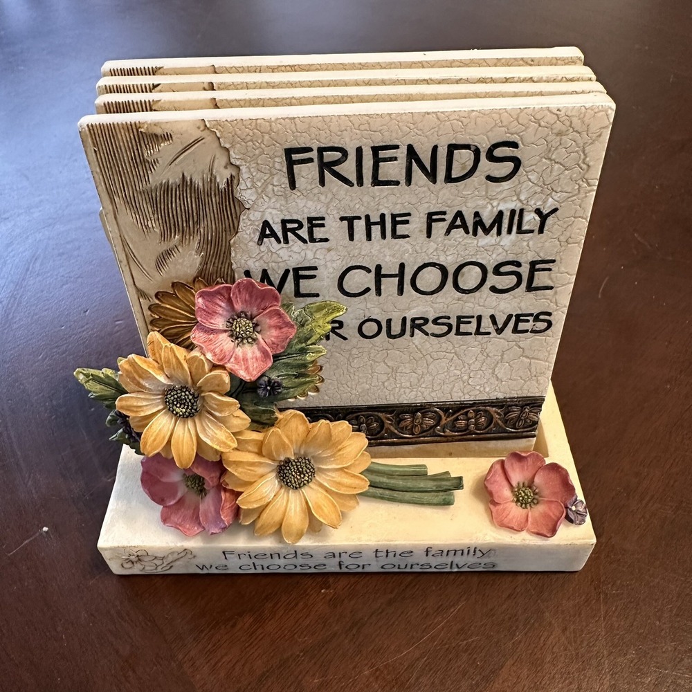 Floral Friends Family We Choose For Ourselves Coasters with Holder - Picture 1 of 7